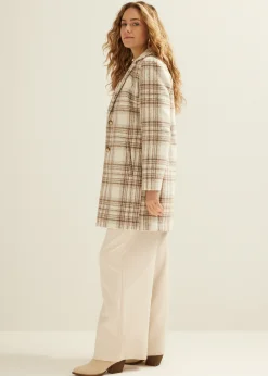 Mantel jas met ruit print