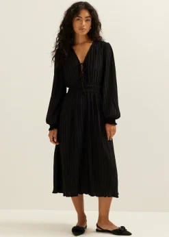 Maxi plisse jurk
