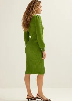 Midi jurk met rib