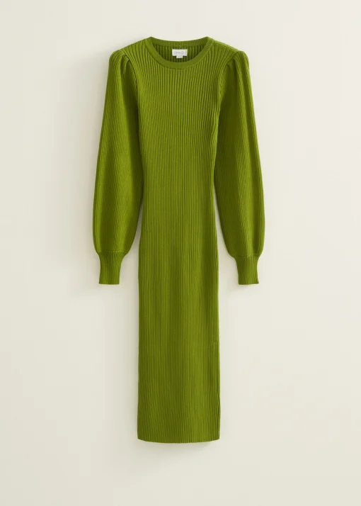 Midi jurk met rib
