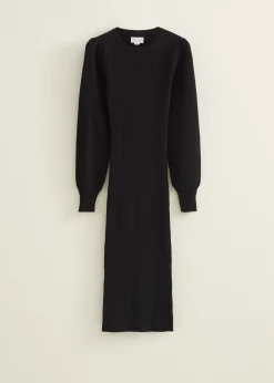 Midi jurk met rib