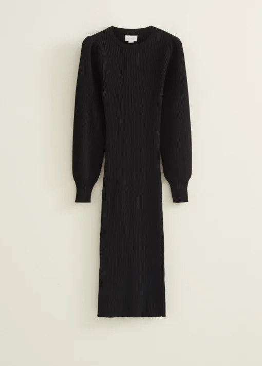 Midi jurk met rib
