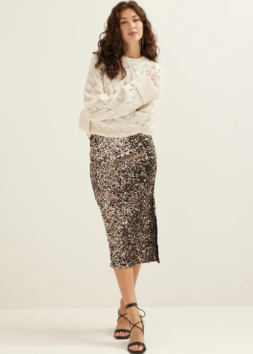 Midi pailletten rok