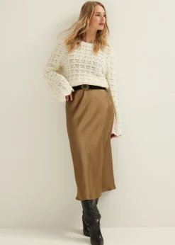 Midi rok satijn look
