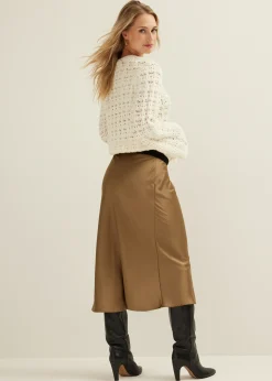 Midi rok satijn look