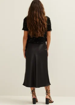 Midi rok satijn look