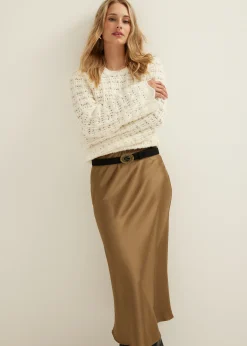 Midi rok satijn look