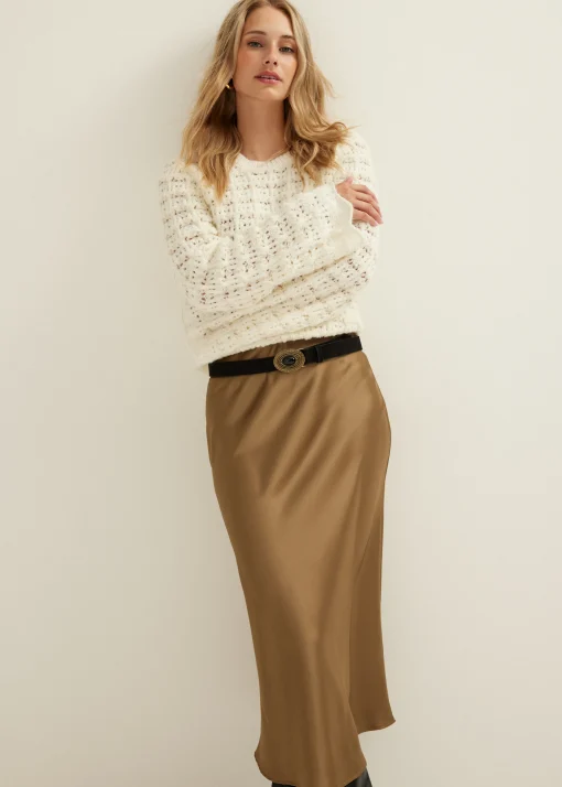 Midi rok satijn look