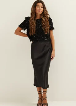 Midi rok satijn look