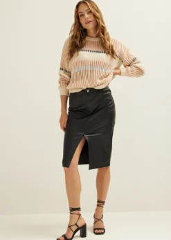 Midi rok van faux leather