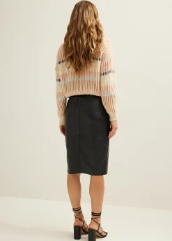 Midi rok van faux leather