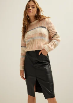 Midi rok van faux leather