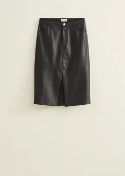 Midi rok van faux leather