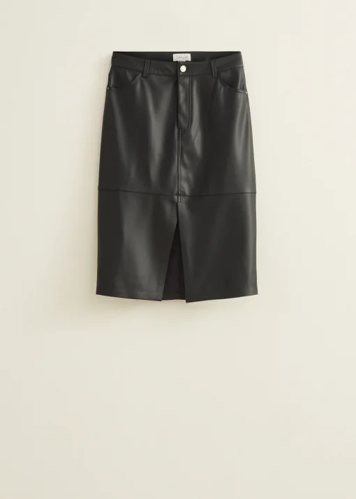 Midi rok van faux leather