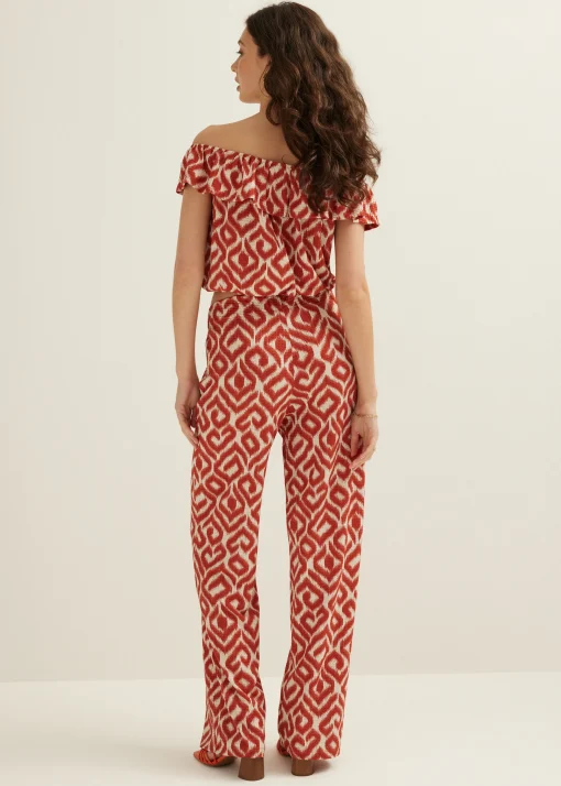 Off-shoulder top met tweekleurige print