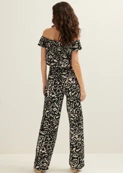 Off-shoulder top met tweekleurige print