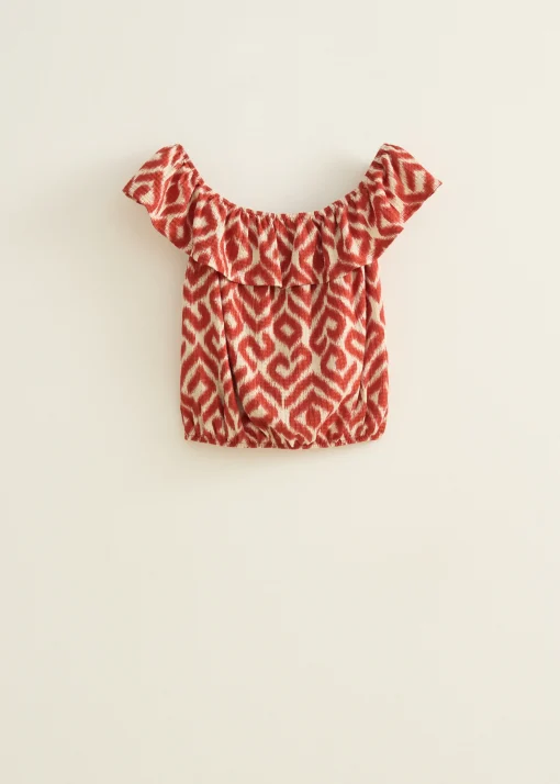 Off-shoulder top met tweekleurige print
