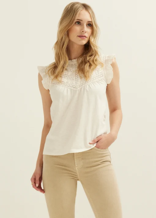 Singlet met plooi-en ruffle details