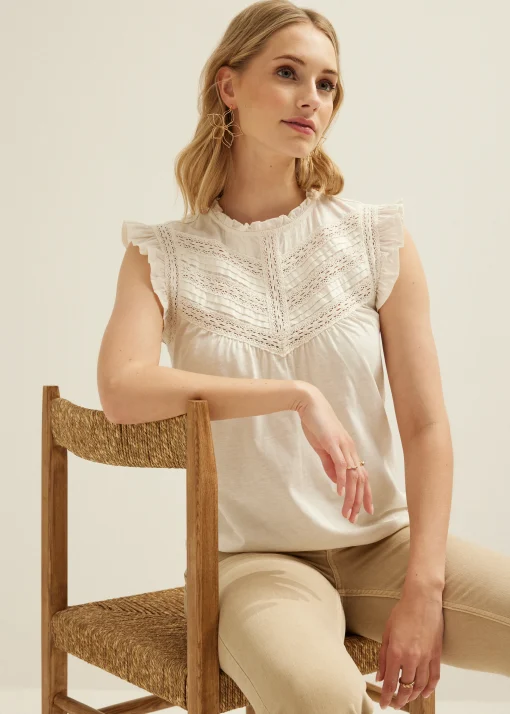 Singlet met plooi-en ruffle details