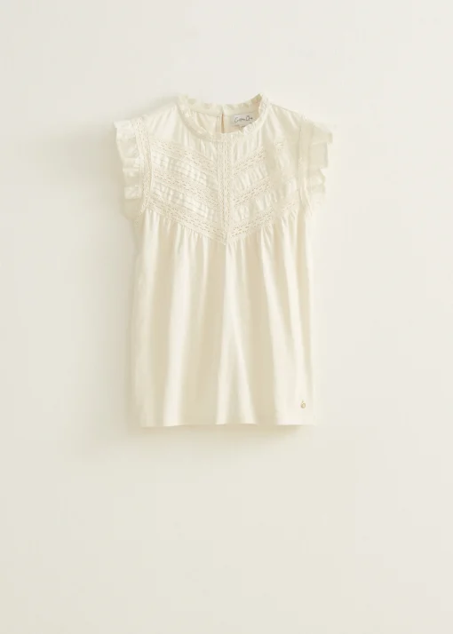 Singlet met plooi-en ruffle details