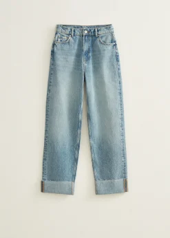 Straight jeans met omgerolde zoom