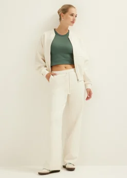 Sweat pants met wide leg