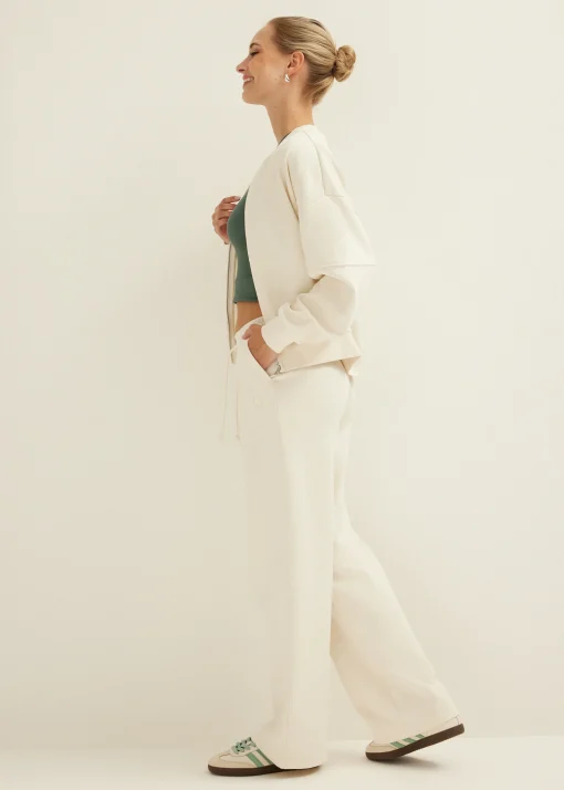 Sweat pants met wide leg