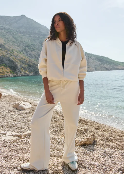 Sweat pants met wide leg