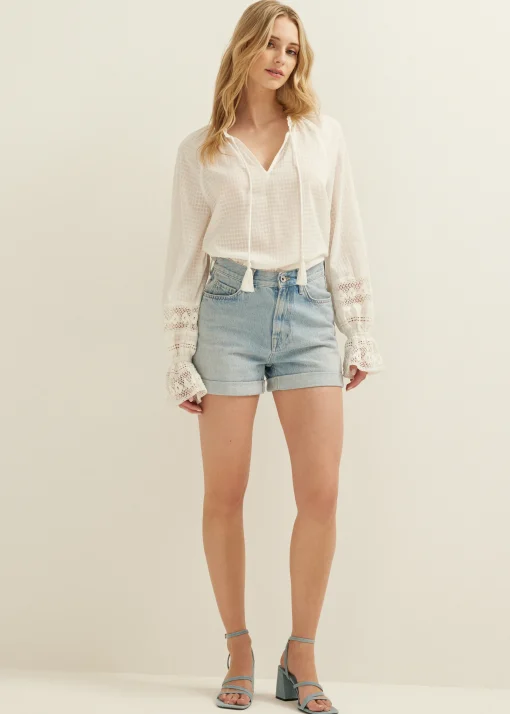 Top met crochet mouwen