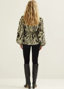 Top met jacquard patroon