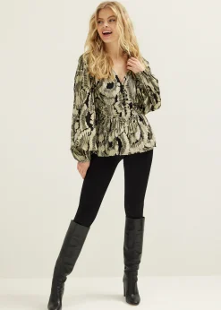 Top met jacquard patroon