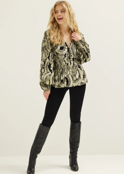 Top met jacquard patroon
