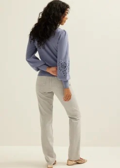 Trui met broderie details