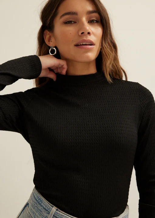 T-shirt lange mouw met structuur