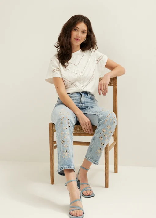T-shirt met gehaakte details