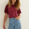 T-shirt met kanten mouw