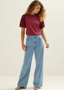 T-shirt met kanten mouw