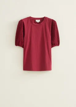 T-shirt met kanten mouw