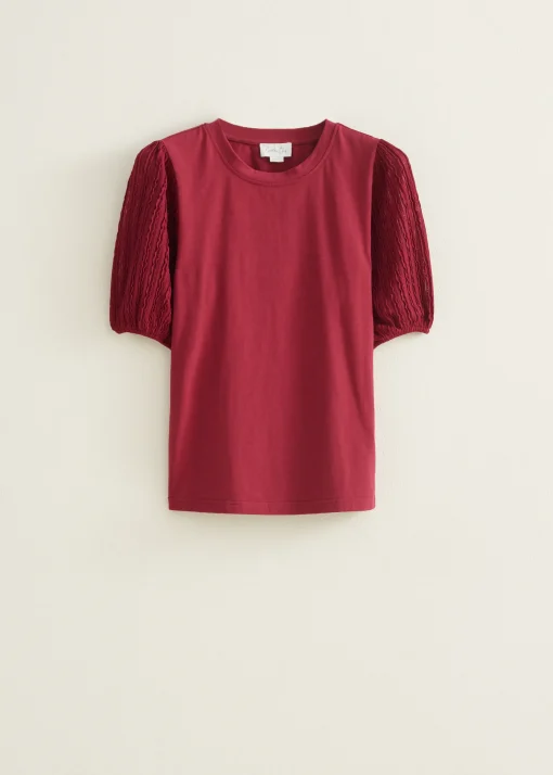 T-shirt met kanten mouw