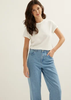 T-shirt met opgerolde mouw