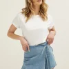T-shirt met opgerolde mouw