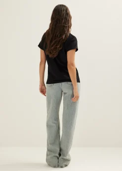 T-shirt met opgerolde mouw