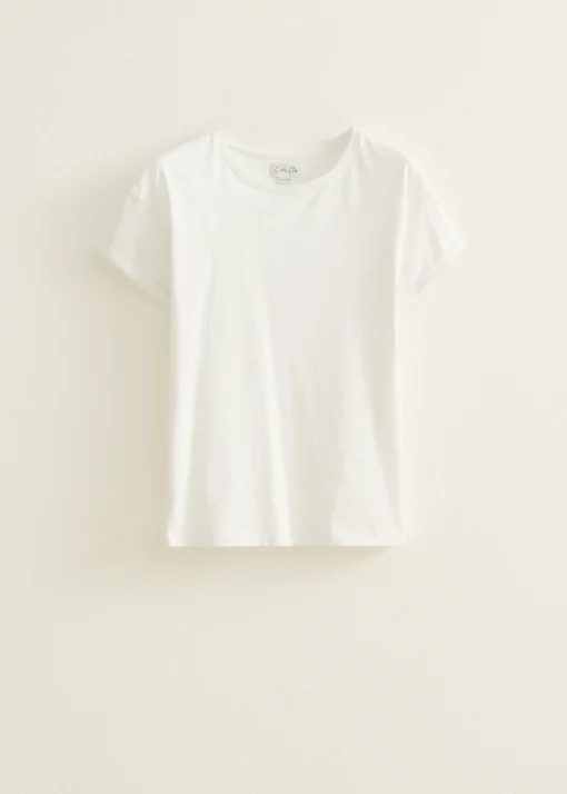 T-shirt met opgerolde mouw