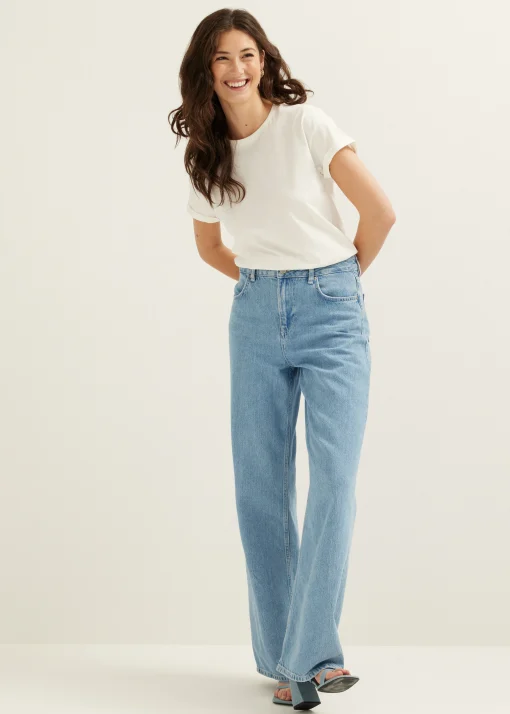 T-shirt met opgerolde mouw