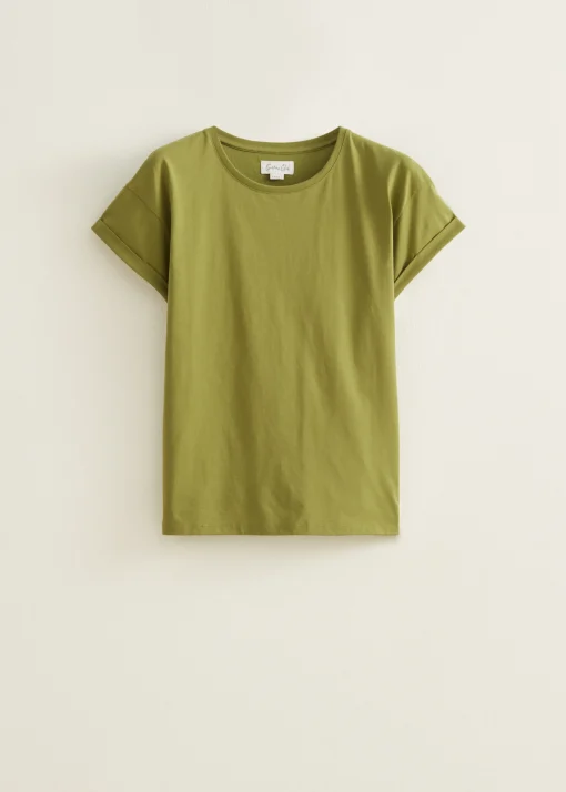 T-shirt met opgerolde mouw