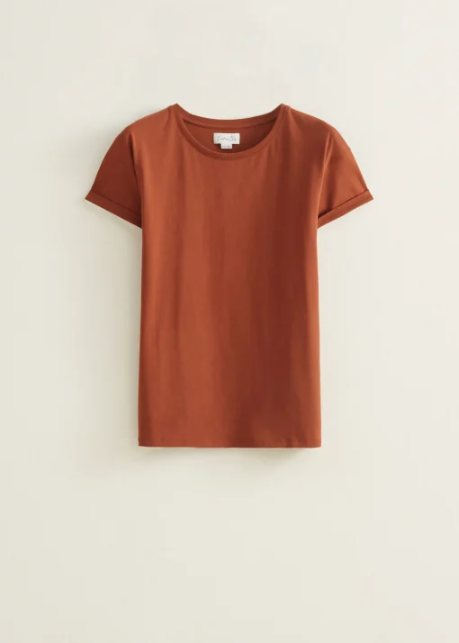 T-shirt met opgerolde mouw