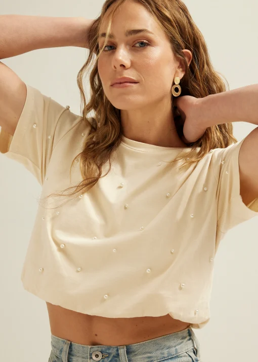 T-shirt met parels
