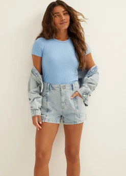 T-shirt met rib structuur