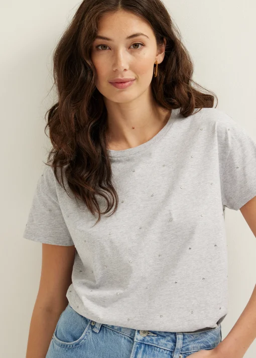 T-shirt met zilveren studs