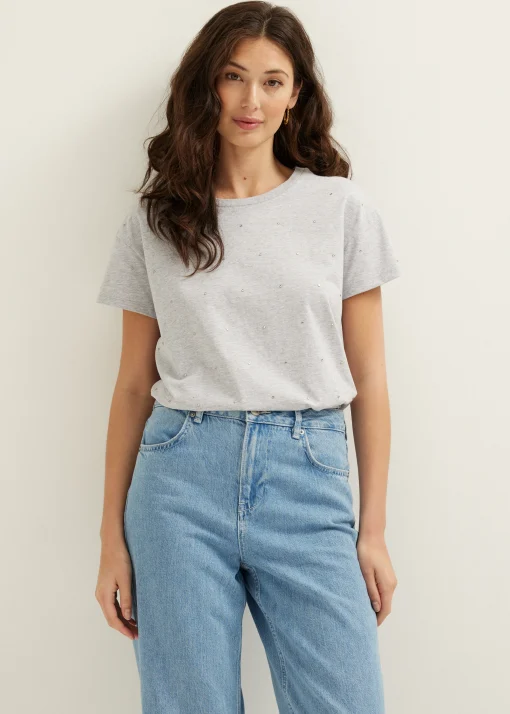 T-shirt met zilveren studs